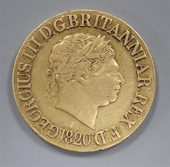 A George III gold sovereign, 1820, VF.